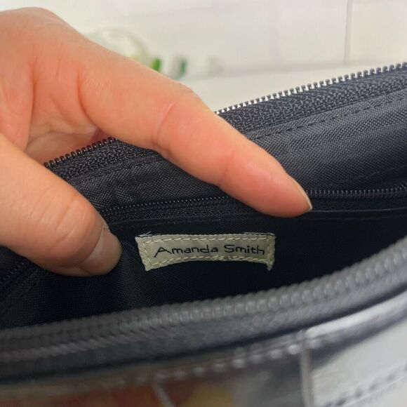 Amanda Smith Shoulder bag Faux Croc embossed Black Small Y2K - Picture 8 of 15